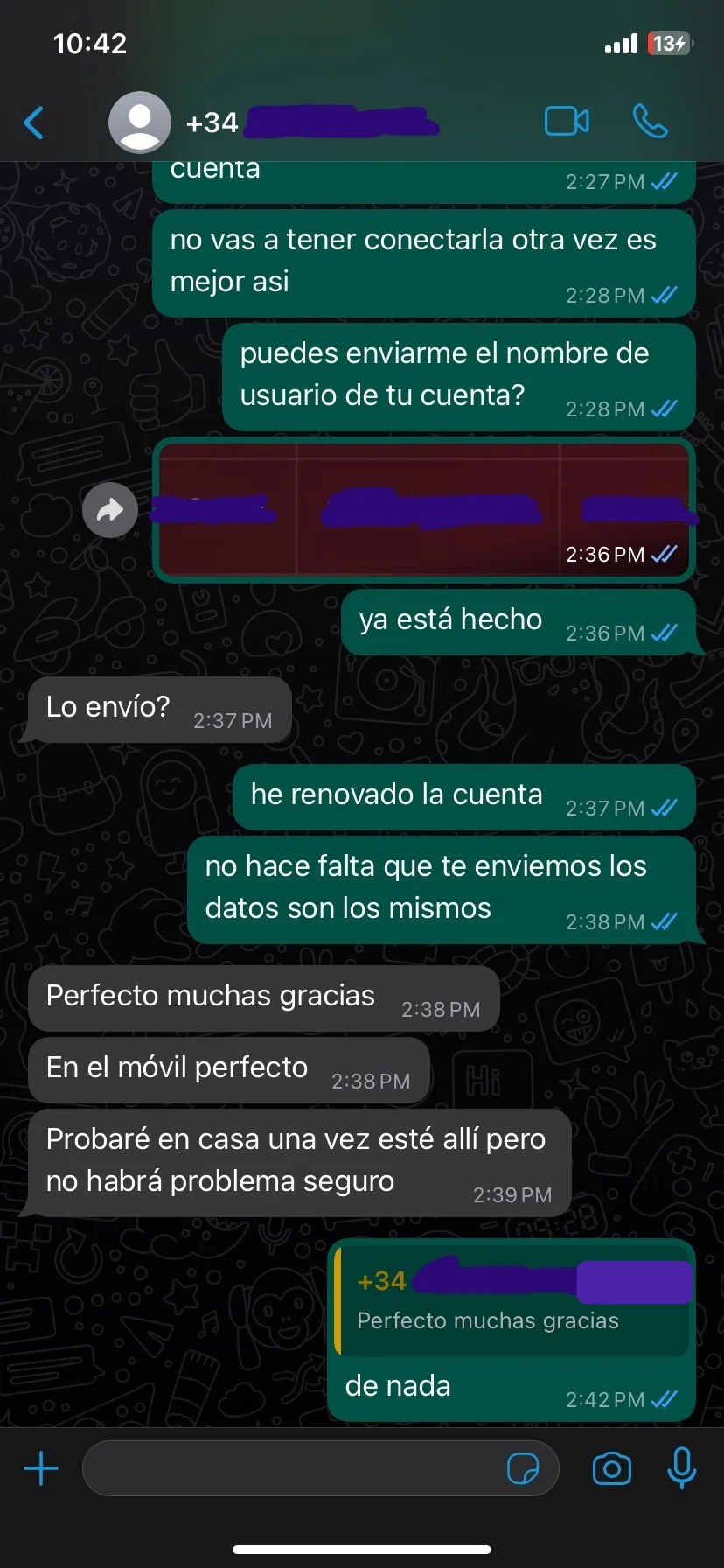 Reseña de cliente en WhatsApp